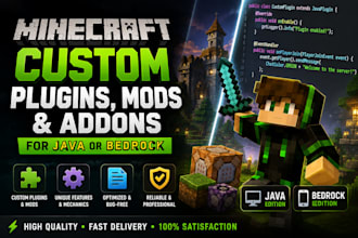 develop custom minecraft plugins mods and bedrock addons