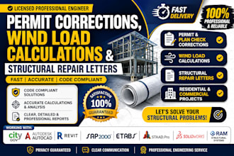fix permit corrections, wind load calculations and structural repair letters