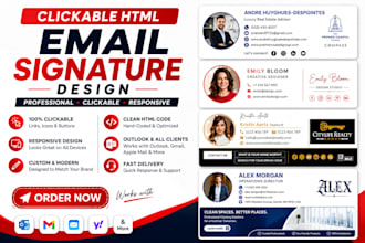 design a professional clickable HTML email signature, outlook email signature