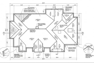 draw roofing shop drawing, roof plans and cad detailed drawing