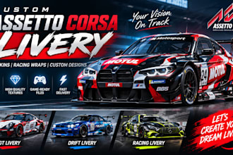 design custom assetto corsa livery, car skins and racing wraps