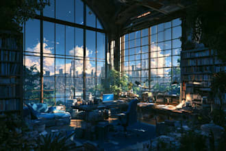 draw anime background and environment art