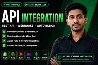 integrate third party API, rest API development, stripe integration