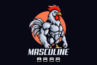 draw mascot premium logo for fried chicken restaurant