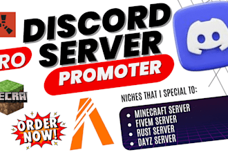 do minecraft discord server promotion, fivem server promotion, server advertise