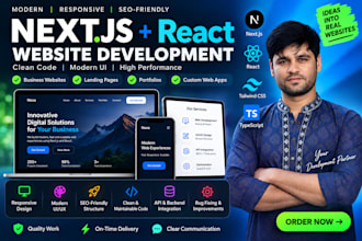 build a responsive next js react website with modern UI