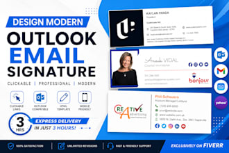 design modern outlook email signature, clickable outlook email signature in 3hrs