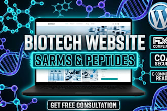 design biotech wordpress sarms website research peptide coa build fda complaint