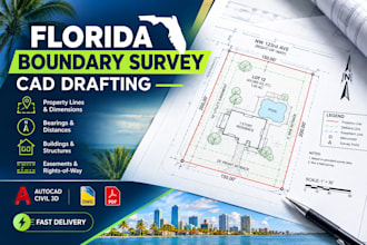 draft a florida boundary survey in autocad