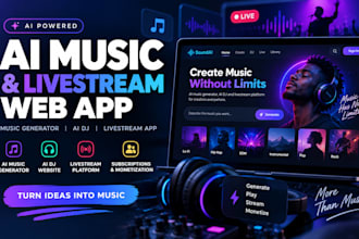 develop livestream app ai music web app music generator ai music ai dj website