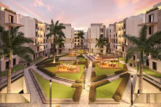 usa style residential aprtment render,3d exterior visualization for construction