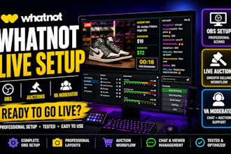 setup whatnot livestream with obs for auction and VA moderator