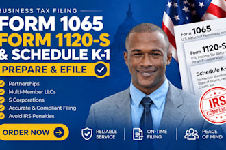 prepare irs late tax form 1065, 1120s 1120, 5472 and schedule k1 tax filings