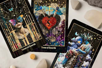design custom tarot cards, oracle cards, tarot deck and card illustration
