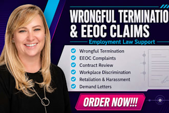 handle wrongful termination, contract review, and eeoc complaints