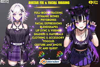 create anime vrchat avatar, furry vtuber model, 3d nsfw rigging,vseeface animaze