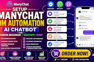 setup manychat dm automation ai chatbot for facebook messenger whatsapp uchat