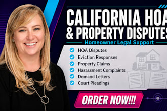 handle california hoa eviction, property, and harassment disputes