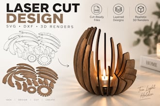 create laser cut svg dxf files with 3d product renders