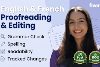 proofread, edit, and correct grammar in english and french