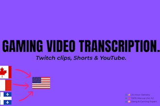 transcribe your gaming videos, twitch clips, and shorts