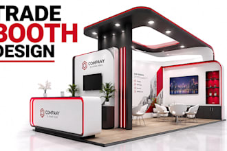 do eye catching custom 3d trade show booth and exhibition stand design