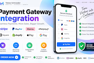 integrate payment gateway like paypal, stripe, square etc