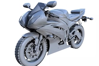 design custom high fidelity 3d motorcycle, sport bike model for game,3d printing