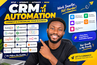 automate hubspot, gohighlevel, salesmate crm vtiger crm,  zapier, pabbly connect