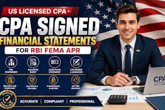 us licensed CPA prepare CPA signed financial statements for rbi fema apr