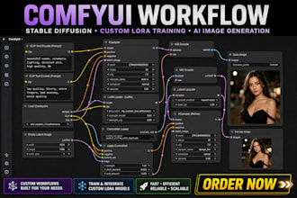create efficient comfy ui workflow, stable diffusion and train custom lora model