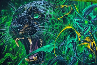 design custom graffiti commercial murals restaurant wall art cafe office murals