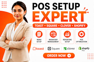 toast pos, square pos, clover and shopify pos menu inventory and reporting setup