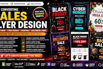 make a halloween, cyber monday, christmas, black friday flyer, cyber sales flyer