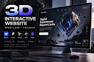 create a 3d interactive website in webflow or framer