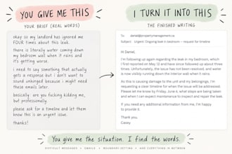 write the message, email, bio or personal copy you are struggling with