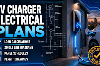 design ev charger plans, load calculations, sld and permit drawings