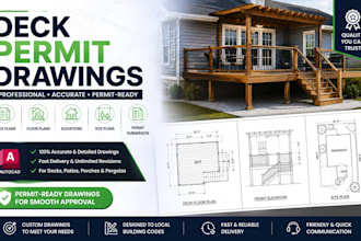 create deck permits drawings, plans and blueprints in autocad