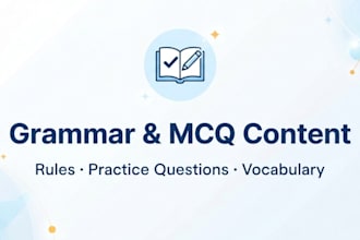 english grammar, mcqs and vocabulary content