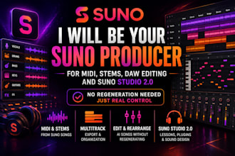 be  suno producer for midi, stems daw editing and suno studio recreate suno song