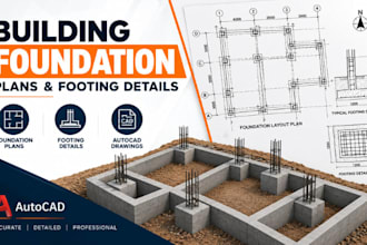 draft building foundation floor plans, footing details autocad drawings