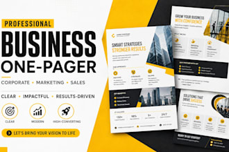 design company profiles, one pagers, one sheets and professional business sheets