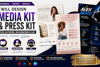 design epk one sheet, press kit, media kit for djs, author, influencers on canva