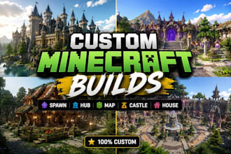 build a custom minecraft spawn hub map lobby castle and house