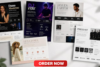 design professional speaker one sheet, press kit, media kit, artist or music epk