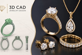do custom 3d cad jewelry design, ring, pendant, bracelet for 3d printing