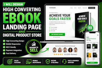 design high converting ebook landing page and digital product store