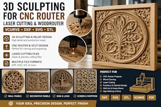 create 3d sculpting for cnc router laser cutting with vcurve dxf and wood router