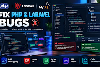 fix php bugs, errors, laravel issues, mysql problems backend code and php script