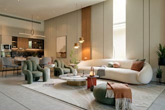 provide you modern interior design with photorealistic rendering using ai tools